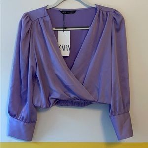 Purple Zara Cropped Blouse